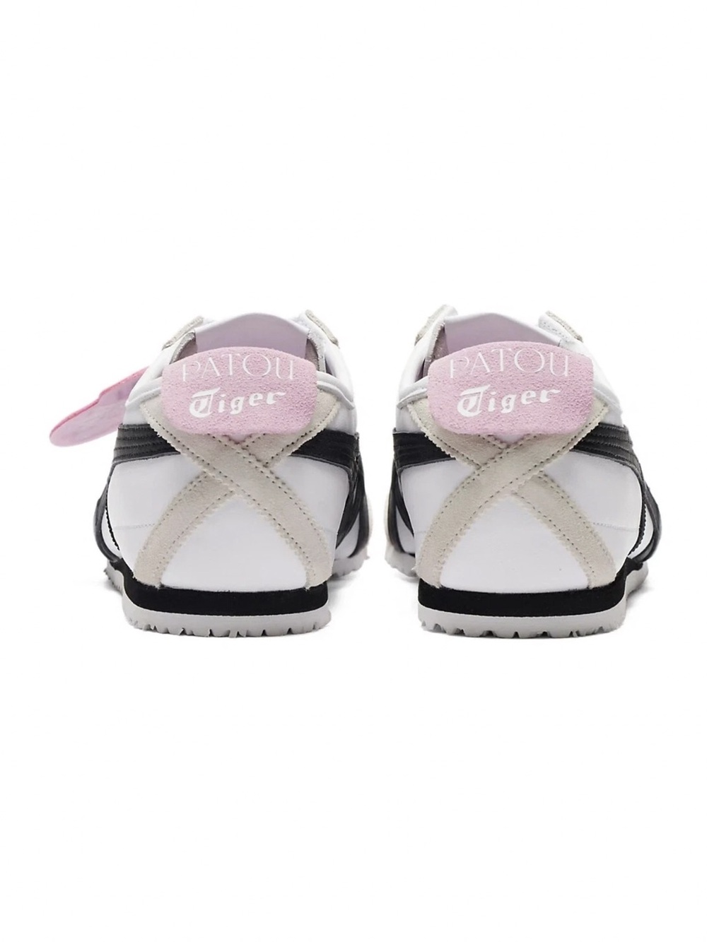 Onitsuka Tiger by Asics White & Black Low-Top Sneakers with Pink Accents. - Picture 3 of 8